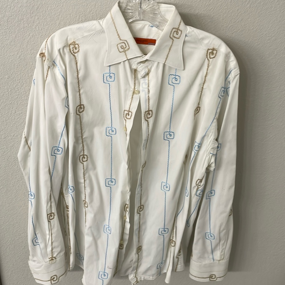 Italian cotton embroidered button down shirt